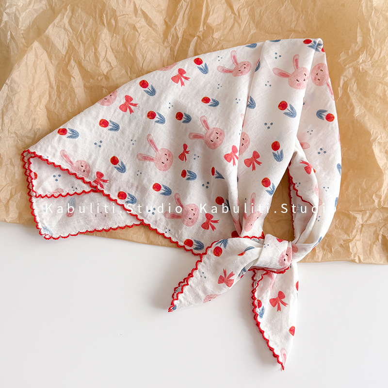Ascot Neck Scarf - Lenço Quadrado de Algodão e Linho